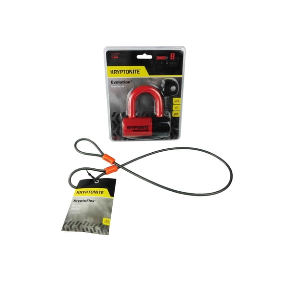 Kryptonite Evolution Series 4 Disc Lock Red and 525 2.5 ft Looped cable