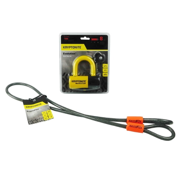 Kryptonite Evolution Series 4 Disc Lock Yellow and 410 4 ft Looped Cable