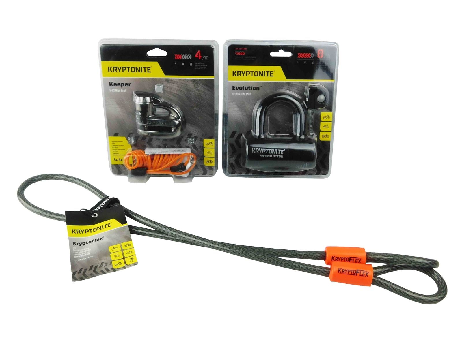 Kryptonite Keeper 5-S2 Disc Lock Black w/Reminder and 410 4ft Looped Cable