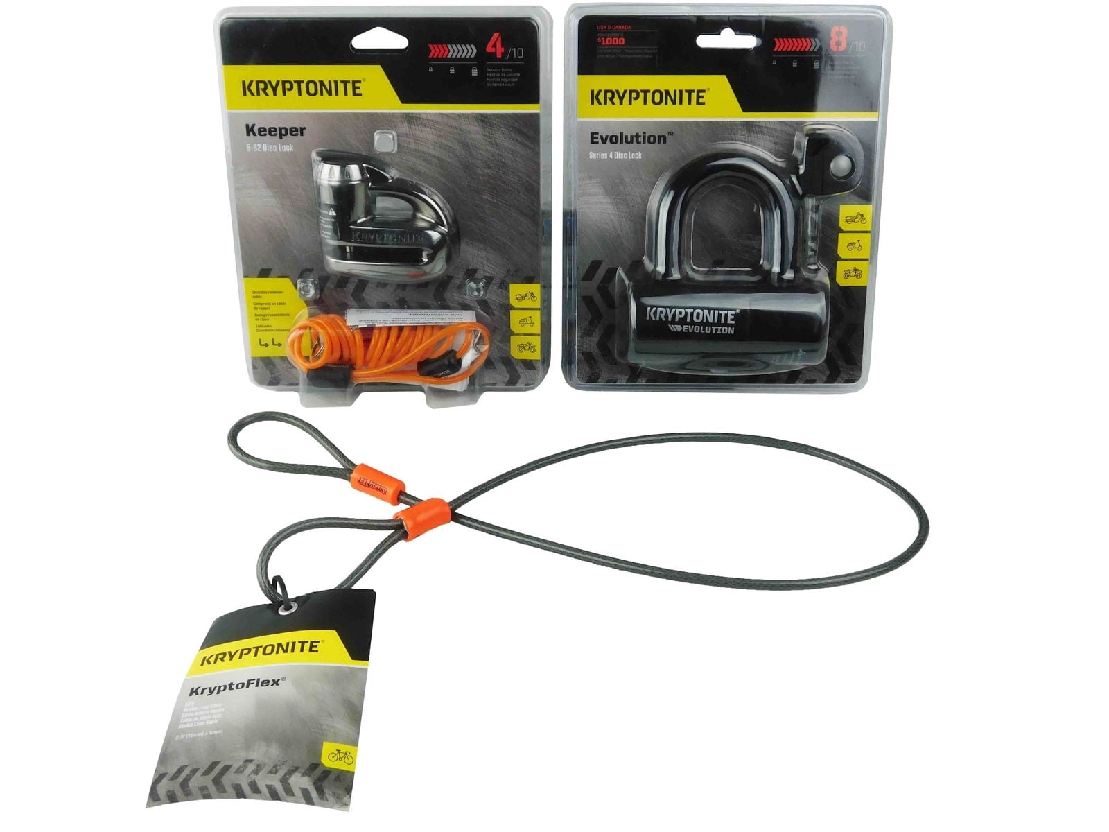 Kryptonite Keeper 5-S2 Disc Lock Black w/Reminder and 525 2.5 ft Looped Cable