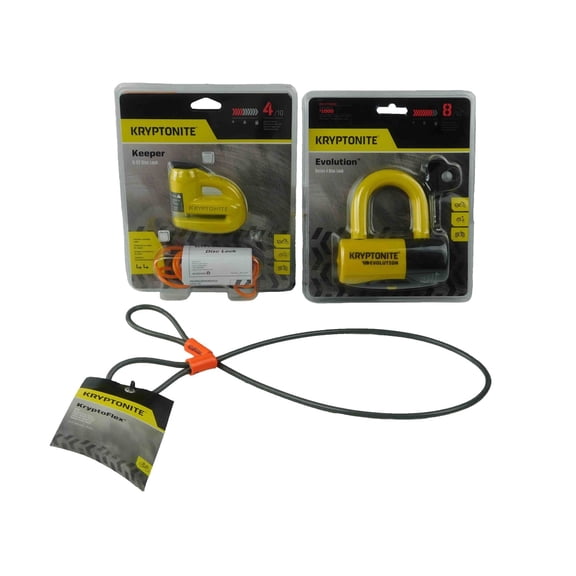 Kryptonite Keeper 5-S2 Disc Lock Yellow w/Reminder and 525 2.5ft Looped cable
