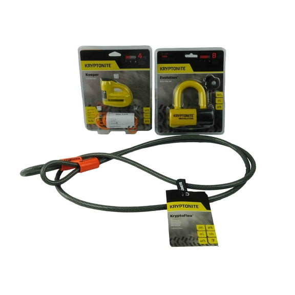 Kryptonite Keeper 5-S2 Disc lock Yellow w/Reminder and 710 7 ft Looped cable