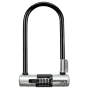 Kryptonite 005797 KryptoLok Combo U-Lock 12.7mm Hardened Steel Bicycle Lock with 4-Digit Resettable Combination, Double Deadbolt Security, FlexFrame Bracket, 4 x 9 Inch, Vinyl Coating, Black