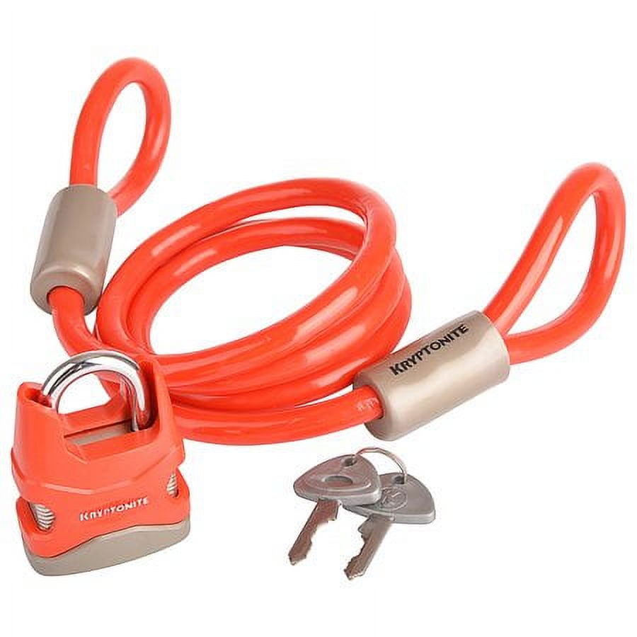 Kryptonite Lockdown Padlock & 10mm Cable Bicycle Lock Red
