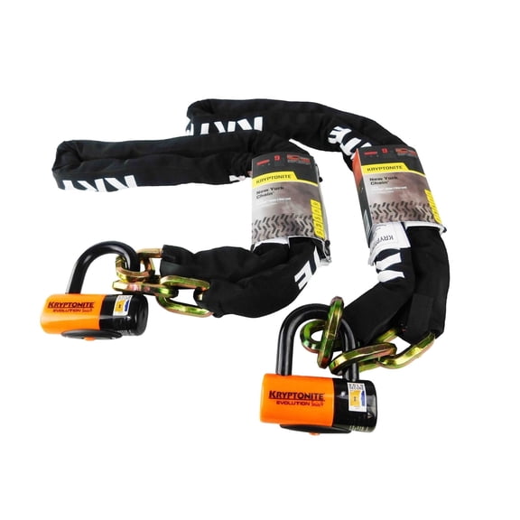 Kryptonite New York 1217 Evolution 13 Pound Bike Chain & Lock Combo - 5.5 ft. Long 12 mm Steel Chain & Disc Lock with Keys for Bicycles; E-Bikes; Motorcycles; Scooters (999522)