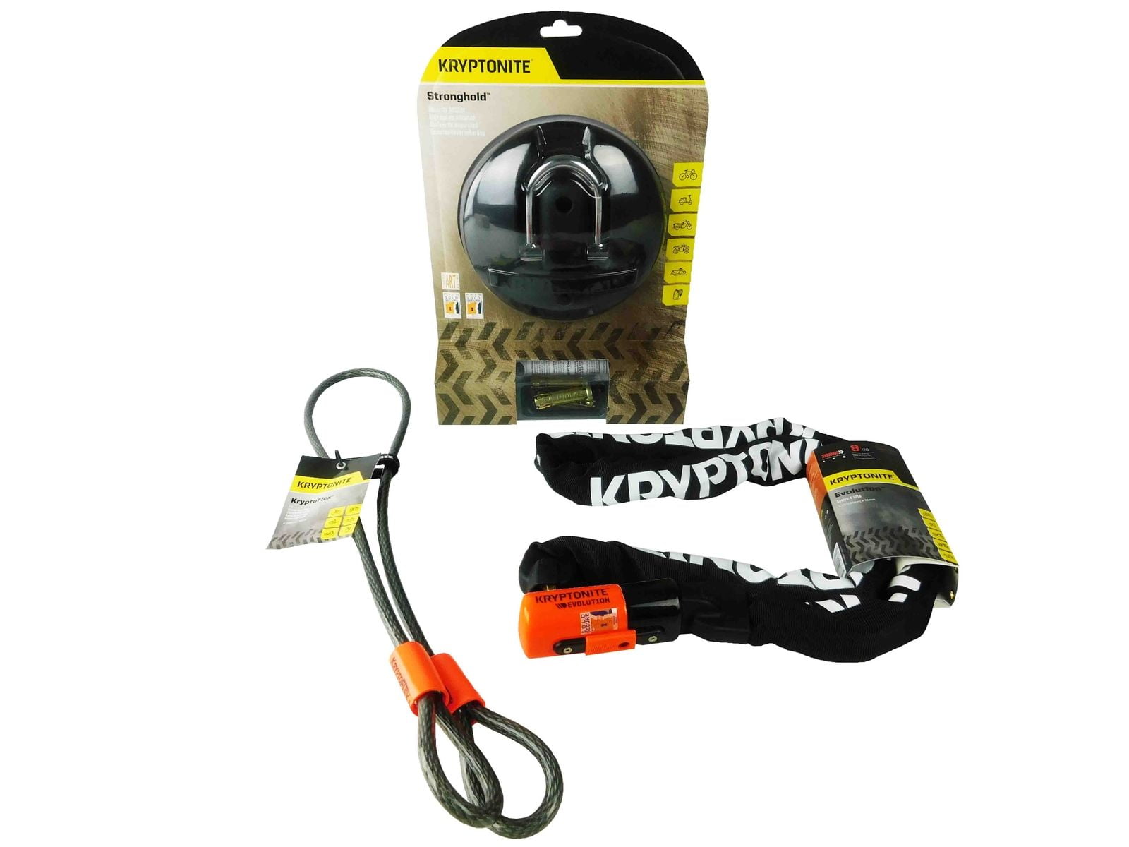 Kryptonite Stronghold 410 4ft Looped Cable Series 4 1016 5.25ft Integrated Chain