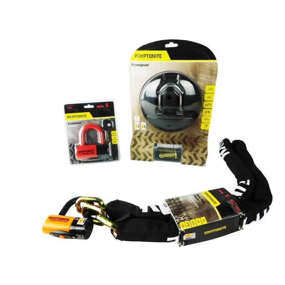 Kryptonite Stronghold Above-ground Series 4 Disc Lock Red Chain 5.5 ft Disc Lock
