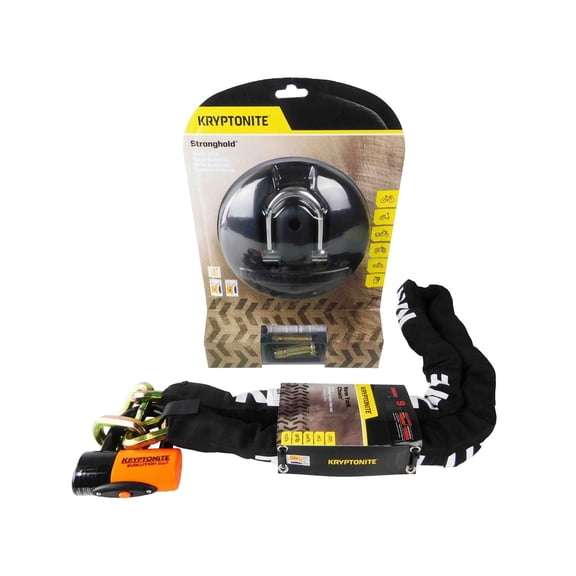 Kryptonite Stronghold and 1217 5.5 ft New York Chain with EV series 4 Disc Lock