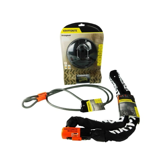 Kryptonite Stronghold and 710 7ft Looped Cable with 1016 5.25ft Integrated Chain