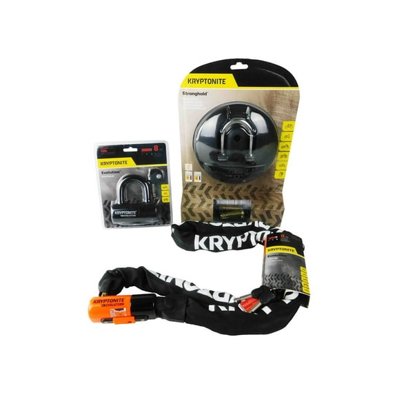 Kryptonite Stronghold with E4 Black Disc Lock and 1016 5.25 ft Integrated Chain