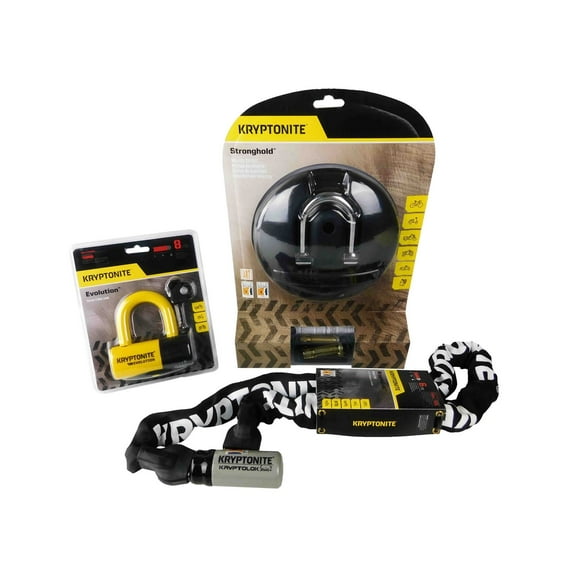 Kryptonite Stronghold with E4 Yellow Disc Lock and 912 4ft Integrated Chain