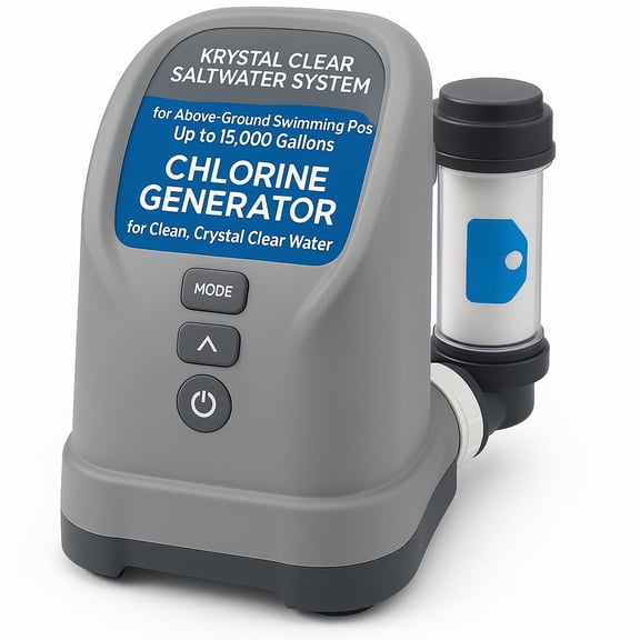 Krystal Clear Saltwater Pool System for Above-Ground Pools Up to 15,000 Gallons  Advanced Chlorinator Filtration for Clean, Fresh Swimming Water  Heavy Duty System Over 1 LB Capacity 26669EG