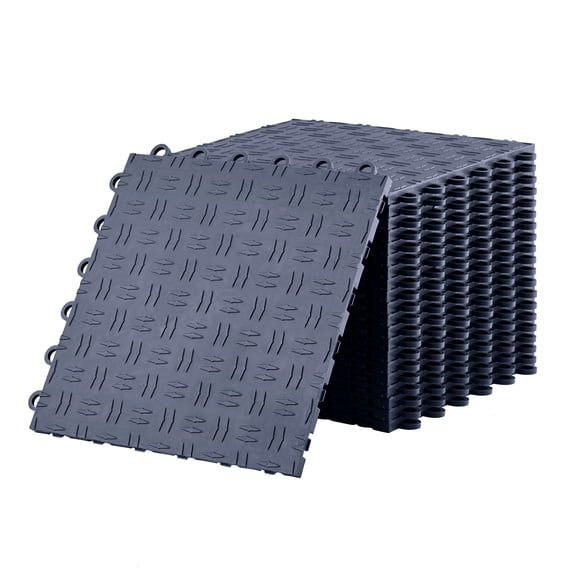 Kselythan 100-Pack 12" x 12" Interlocking Garage Floor Tiles, Heavy-Duty Double-Sided Non-Slip PVC Flooring for Garage, Basement, Workshop & Repair Shop