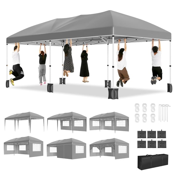 Kselythan 10x10ft/10x20ft Canopy Sidewalls with Door for Pop Up Canopy Frame,Waterproof UV Protection Portable Outdoor Canopy for Camping, Beach, Backyard Parties