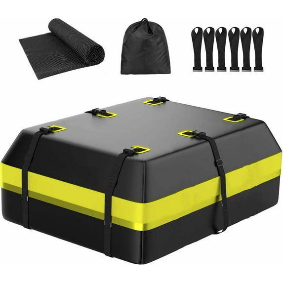 Kselythan 15 Cu Ft Car Rooftop Cargo Carrier Bag,Waterproof Soft Shell roof Cargo For Top of Vehicle With Anti-Slip Mat,Storage Bag,Door Hooks