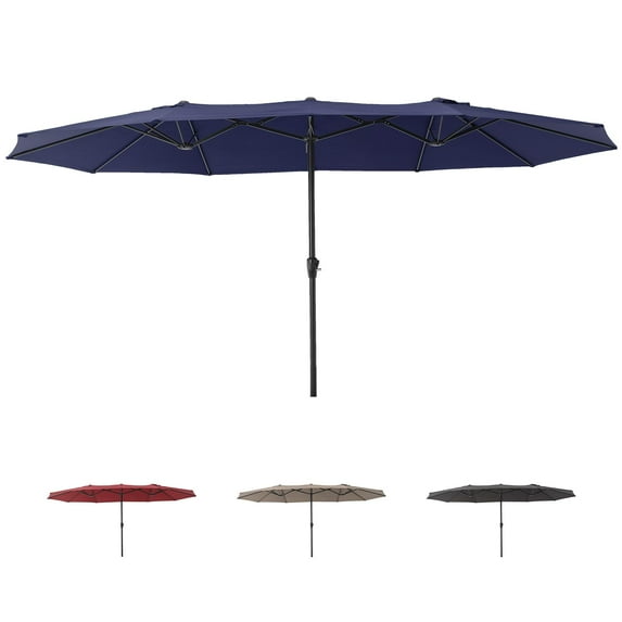 Kselythan 15FT Large Patio Umbrella,Rectangular Patio Umbrella With Crank,Double-Sided Twin Outdoor Market Umbrella for Yard,Lawn Garden(Without Base)