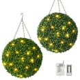 thumbnail image 1 of Kselythan 16” Artificial Plant Topiary Ball,Pre-Lit Artificial Topiary Plant With 8 Mode,30 LED Lights,Battery Operated,and Remote Control, Indoor/Outdoor Decorative Light Plant Ball for Backyard, 1 of 6