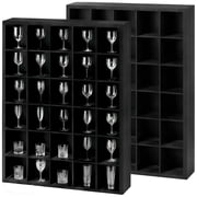 Kselythan 2 Pack Shot Glass Display Case,30 Slots & 2 Removable Adjustable Shelves,Black Wooden Wall Mounted Shadow Box Cabinet for Miniatures,Thimbles,Bar Home Kitchen Decor,16.9x12.2 Inch