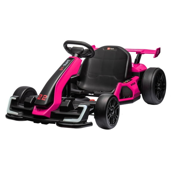 Kselythan 24V Electric Go Kart for Kids,Powerful Drift Kart with 2 * 150W Motors, Adjustable Seat, 8mph Speed, Bluetooth, Led Lights ,Outdoor Riding Toy for kids Ages 6-12