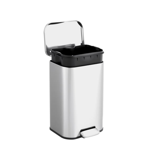 Kselythan 3.2 Gallon / 12L Bathroom Trash Can,Step Garbage Can with Soft-Close Lid, Stainless Steel Recycling Bin with Removable Inner Bucket,Fingerprint-Proof Step Rubbish Bin for Living Room,Office