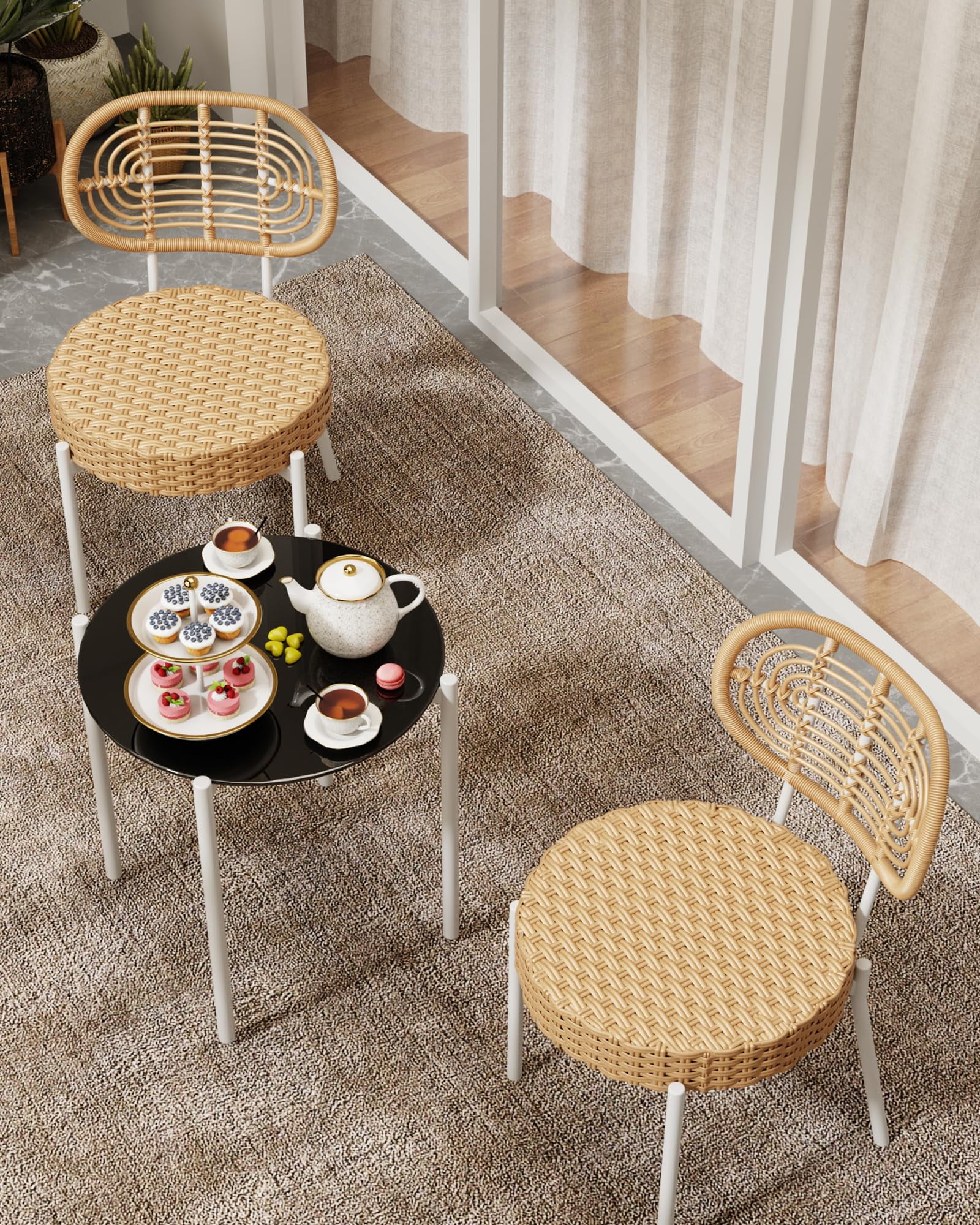 Kselythan 3 Piece Patio Bistro Set,Outdoor Wicker Chairs with Table ...