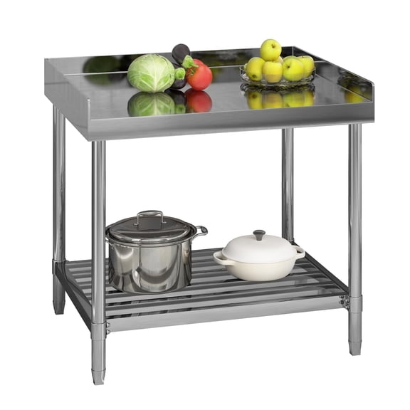 Kselythan 30 x 36 Inches Stainless Steel Work Table with Backsplash for Prep & Work,Folding NSF Heavy Duty Commercial Food Prep Worktable with Adjustable Undershelf,for Restaurant,Home and Hotel