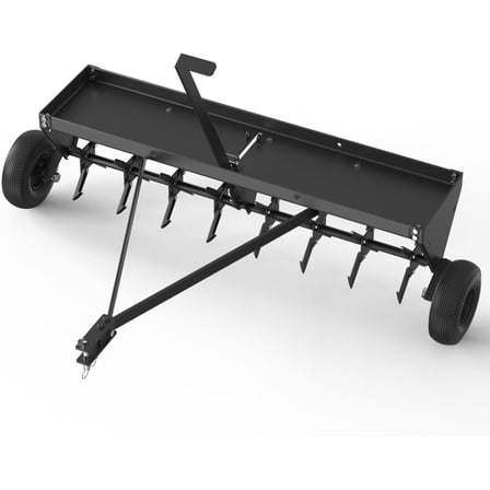 Kselythan 32 Inch Tow Behind Spike Aerator, Iron Lawn Aerator Soil Penetrator Spikes Tractor with Extra-Wide Tow Bar for Lawn and Farm