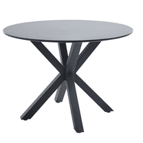 Kselythan 42 Inch Round Dining Table,Mid Century Modern Round Dining Table For 4-6 Person,With Round MDF Table Top & Cross Metal Legs,Coffee Table,For Dining Room Kitchen,Matte Black