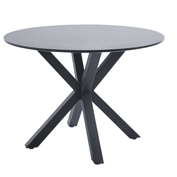 Kselythan 42 Inch Round Dining Table,Mid Century Modern Round Dining Table For 4-6 Person,With Round MDF Table Top & Cross Metal Legs,Coffee Table,For Dining Room Kitchen,Matte Black