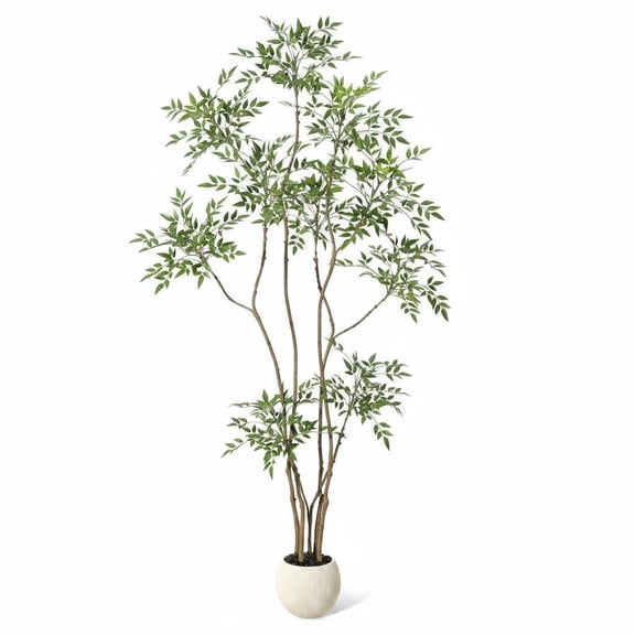 Kselythan 5 FT Tall Faux Nandina Artificial Tree, Realistic Leaves & Trunk Potted Plant Ready to Display for Living Room Housewarming Gift