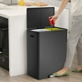 thumbnail image 1 of Kselythan 60 Liter / 16 Gallon Step Dual Trash Can,Rectangular Hands-Free Step Trash Can,Recycle Bins with Lid,2 Removable Wastebusket,Step Pedal,Large Stainless Steel Double Trash Bin for Kitchen, 1 of 7