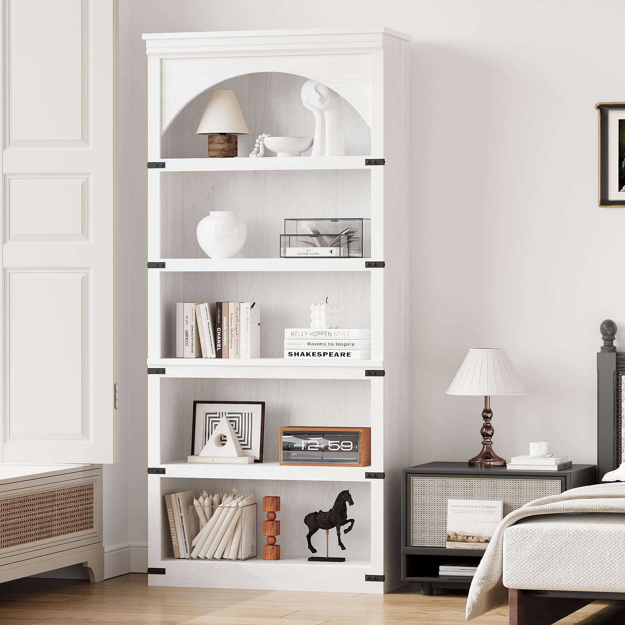Kselythan 68.7" Tall 5-Tier Arched Bookcase,5 Shelf Bookshelf,Modern ...