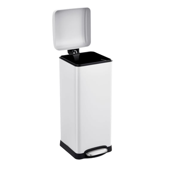 Kselythan 8 Gallon Step Trash Can with Inner Liner, Hands-Free Stainless Steel Commercial/Kitchen Trash Bin with Soft Close Lid, Rectangular Garbage Can