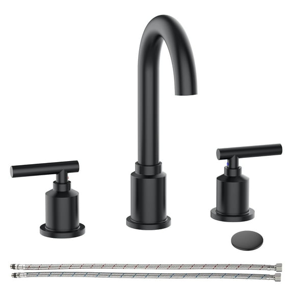 Kselythan 8 inch Bathroom Faucet 3 Hole, 2-Handle Bathroom Sink Faucet, Widespread Bathroom Centerset Faucet Set with Drain Assembly