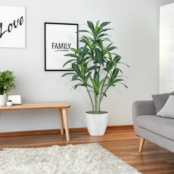 Kselythan Artificial Dracaena Tree Fake Plant, 5.5FT Faux Tropical Yucca Floor Plant Tree in Pot for Home Decor Indoor Outdoor Office Decor, All Season Green
