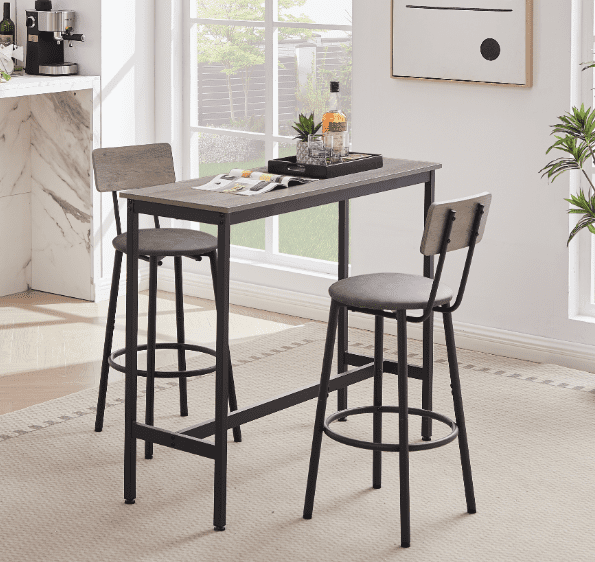 Kselythan Bar Table Set,With 2 Bar Stools PU Soft Seat, 3 Piece ...