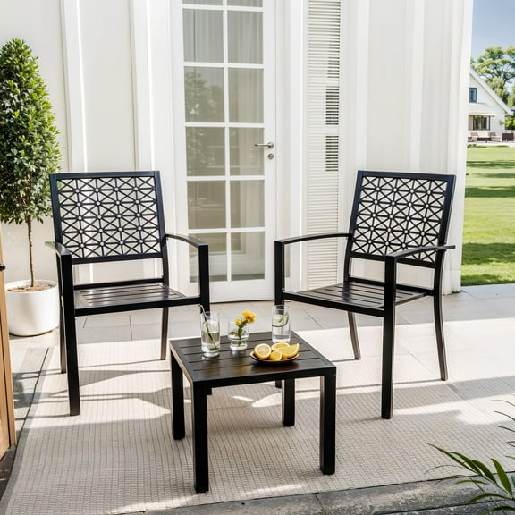 Kselythan Bistro Set 3 Piece Outdoor Patio Bistro Set,3 Pieces Patio Furniture Set,Metal Outdoor Furniture with 2 Chairs and Coffee Table,Modern Bistro Set for Garden,Balcony,Porch