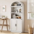 thumbnail image 1 of Kselythan Bookcase 5 Shelf Arched Bookshelf 71.65in Tall Bookcase Farmhouse Display Storage Rack Wooden Bookshelves for Home Office, Living Room, 1 of 8