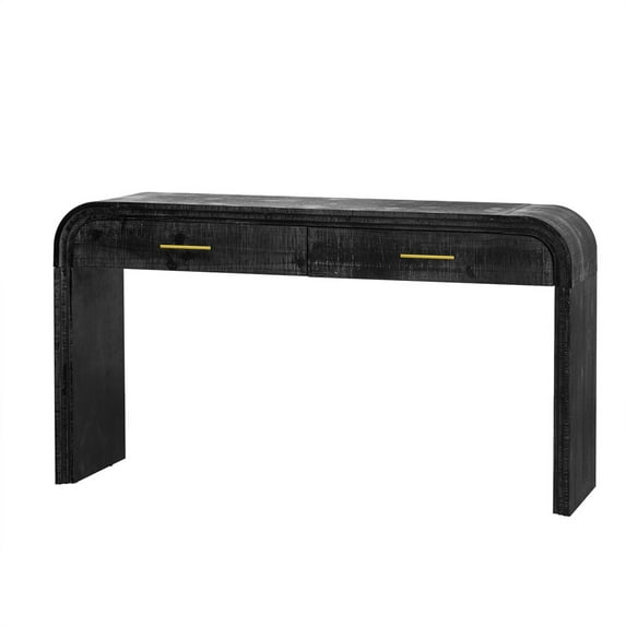 Kselythan Console Table With 2 Drawers,Vintage Console Table,Sturdy Stable Entryway Sofa Table,Easy To Assemble,For Living Room, Hallway, Bedroom, Dining Room(Natural/Antique Black)