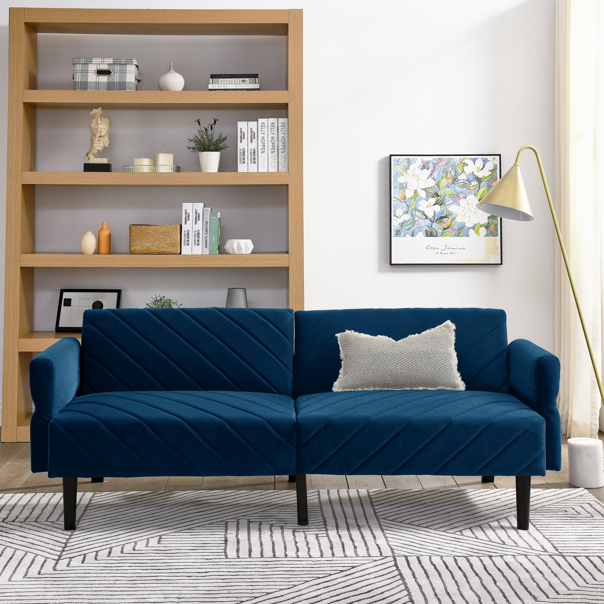 Compact Futon Kselythan Convertible Futon Sofa Bed, With Multi-Angle Adjustable ...