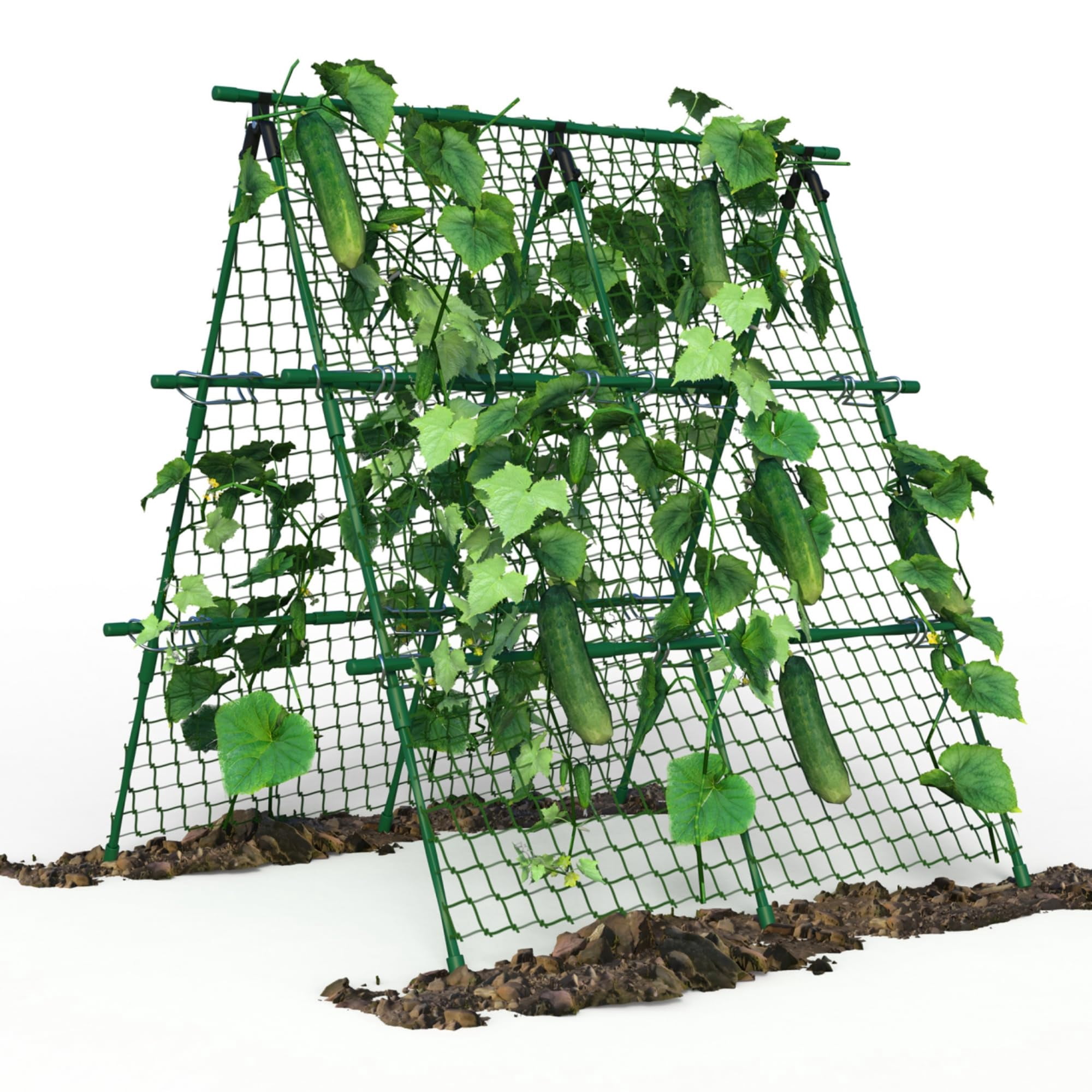 Kselythan Cucumber Trellis,4ft x 4ft Green Metal A-Frame Garden Trellis for Climbing Plants – Support for Cucumbers,Tomatoes, Peas,Beans,and Vines, Includes Netting, Fits Raised Beds,Outdoor Support