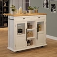 thumbnail image 1 of Kselythan Foldable Kitchen Island On Wheels,Rolling Kitchen Island Cart with 2 Glass Doors,Spice Rack & Towel Holder,Kitchen Island Table with Storage Cabinet,Compact Mobile Storage Cart for Kitchen, 1 of 8