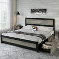 thumbnail image 1 of Kselythan Full Size Bed Frame with Headboard, Platform Bed Frame with 4 Storage Drawers and Charge Station, Strong Metal Slats Support, No Box Spring Needed, Noise Free, 1 of 7