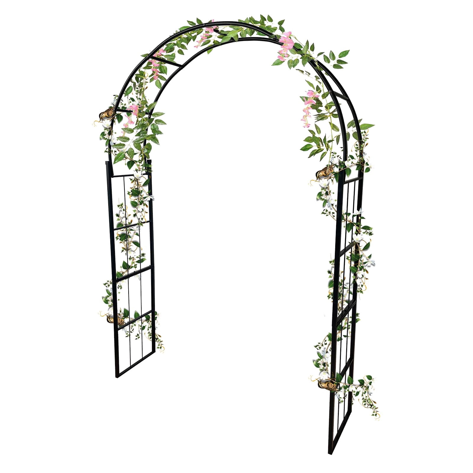 SpassWay Black Metal Garden Arch 55 In. X 94.5 In. Climbing Plant Support Rose Arbor Outdoor Trellis Fxhd0602 503a58
