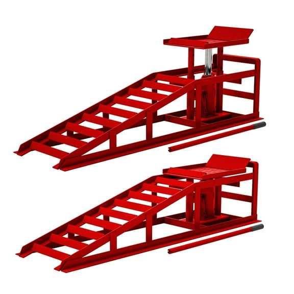 Kselythan Heavy Duty Hydraulic Vehicle Ramps, 2 PCS 10000 LBS Capacity Adjustable Lift Ramps with Hydraulic Jack for Garage Workshop Use