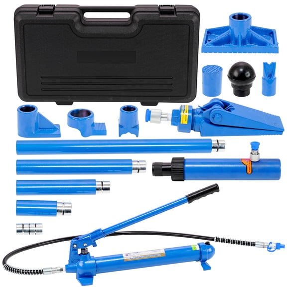 Kselythan Heavy Duty Porta Power Hydraulic Repair Kit, Multifunctional Portable Hydraulic Jack Ram with Long Oil Hose and Carry Case, Auto Frame Straightening Tool