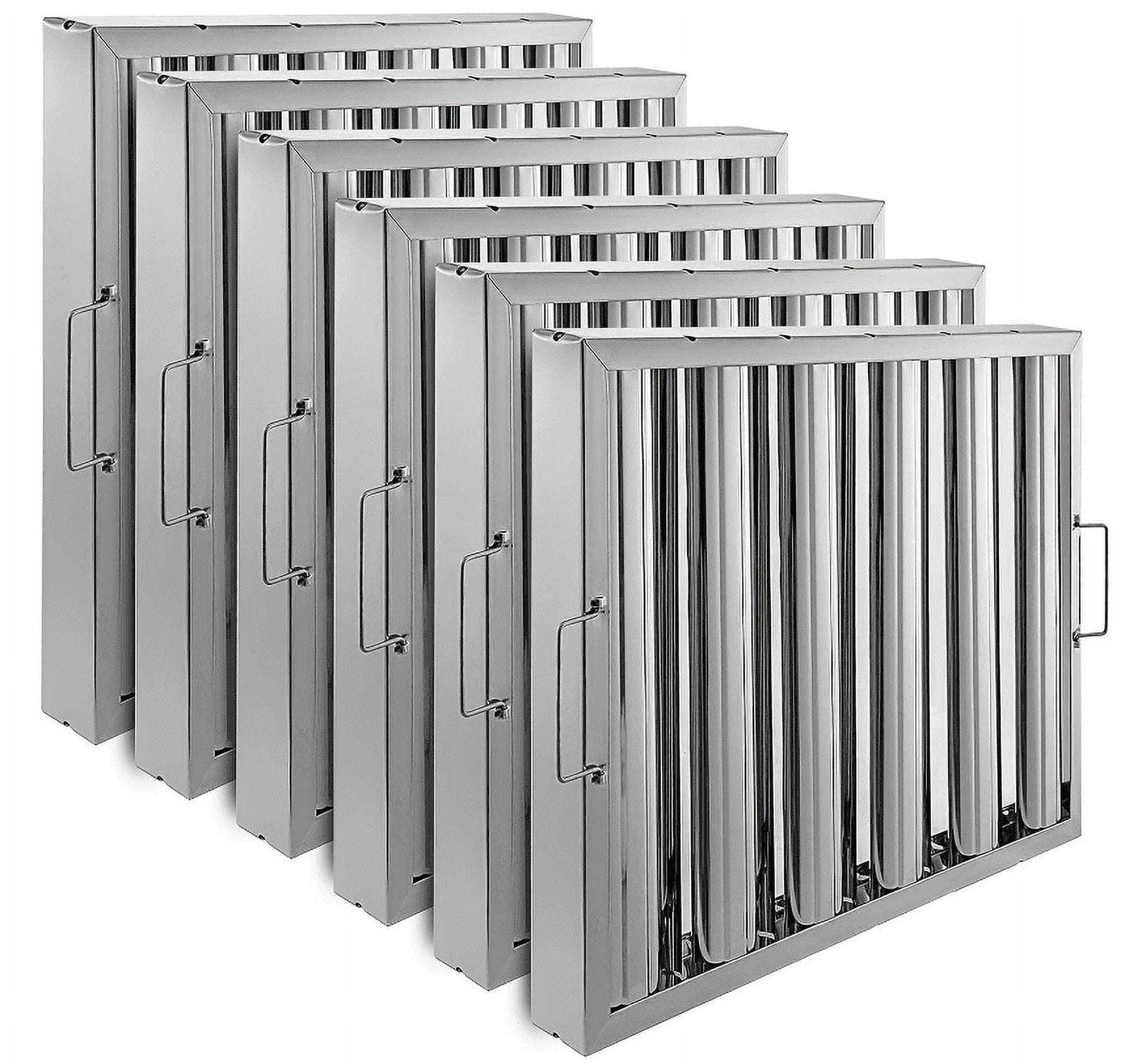 Kselythan Hood Filter Pack of 6, Commercial Kitchen Hood Filter, Stainless Steel Range Hood Baffle Grease Filter for Grease Rated Commercial Kitchen Exhaust Hoods