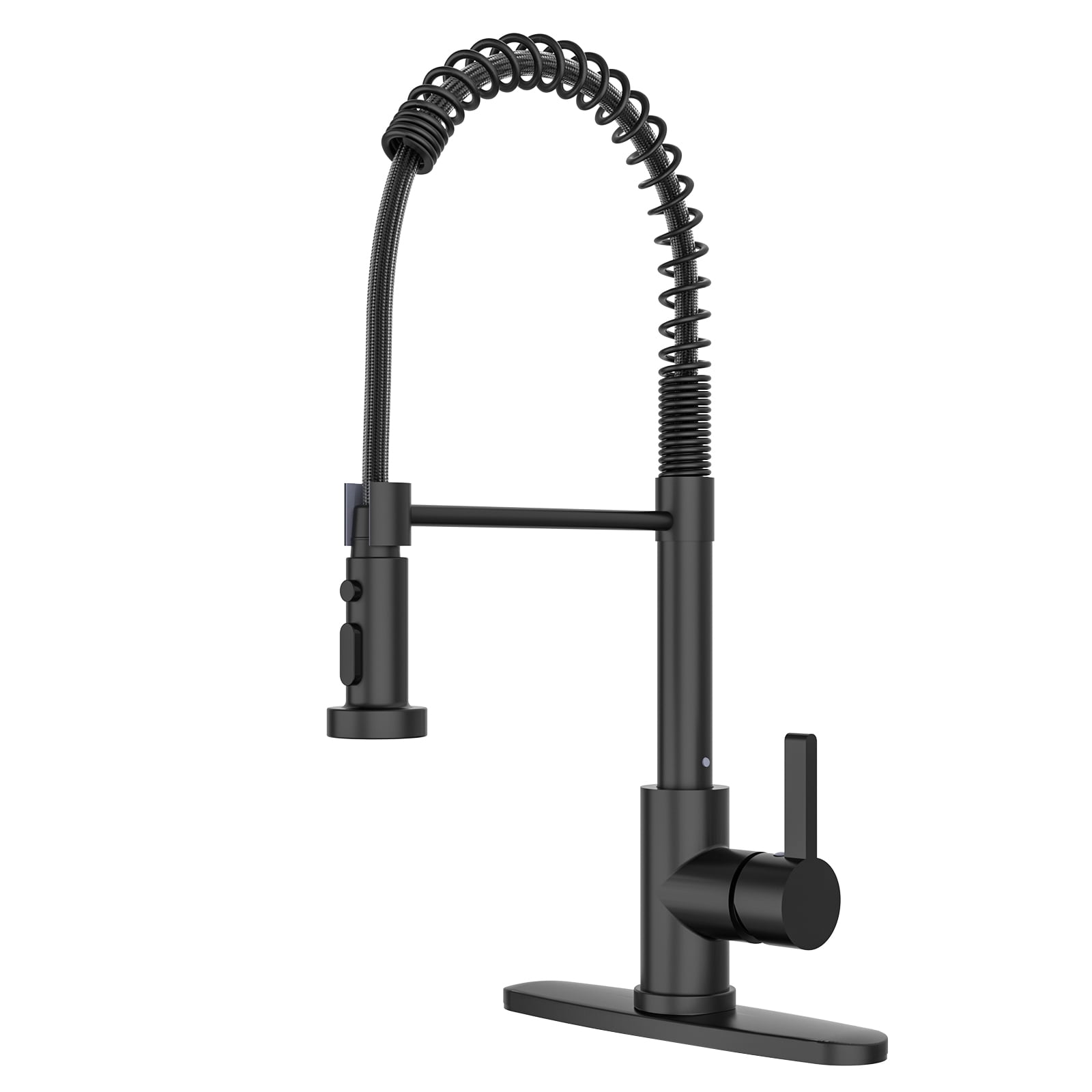 Matte Black Stainless Steel Pull-Down Kitchen Faucet with Spray