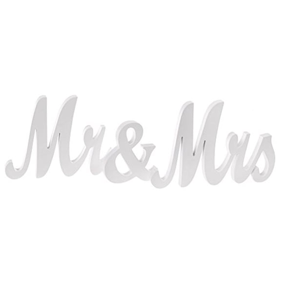 Kselythan Mr and Mrs Sign, Large White Mr and Miss Wooden Letters for Wedding Table Party Decoration, Head Table Wedding Wood Letter, Wooden Letters Wedding Stand Sign