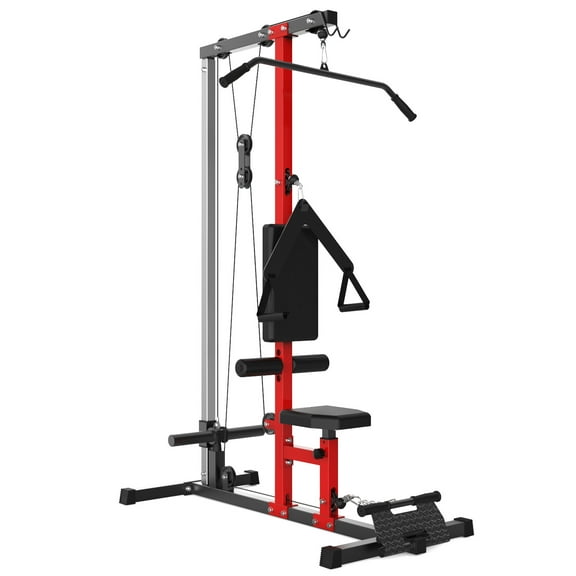 Kselythan Multi-Functional LAT Pull Down & Low Row Cable Training Machine, Dual High and Low Pulley Station Fitness Equipment Equipped with Adjustable Leg Support, Heavy Duty Home Gym Trainer